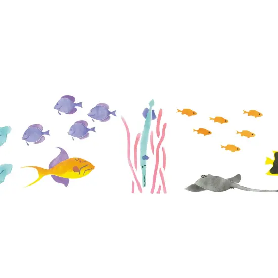 Underwater Scene Wall Stencil | 114 by Designer Stencils | Animal & Nature Stencils | Reusable Art Craft Stencils for Painting on Walls, Canvas, Wood | Reusable Plastic Paint Stencil for Home Makeover | Easy to Use & Clean Art Stencil {2}