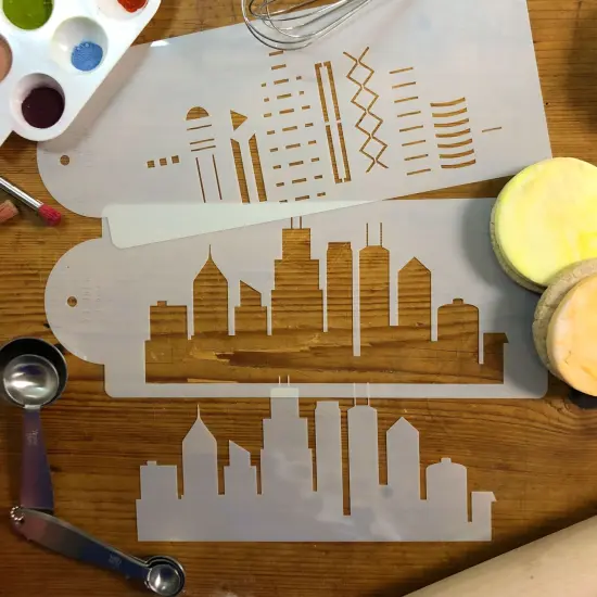 Chicago Detailed Skyline Cake Stencil Side | C1005 by Designer Stencils | Cake Decorating Tools | {3}
