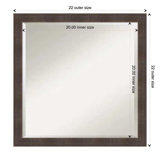 Beveled Wood Bathroom Wall Mirror, Whiskey Brown Rustic Frame {1}