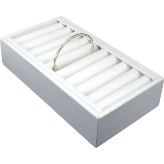 2 White Leather 9 Bangle Bracelet Jewelry Display Trays {2}