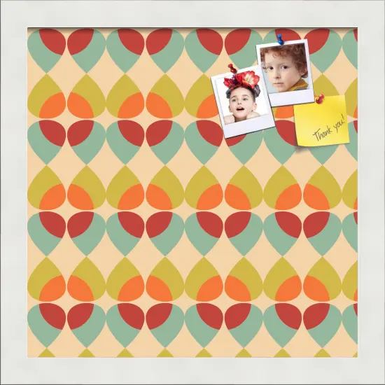 PinPix Custom Bulletin Board Kaliedescope Poster Board Has a Fabric Style Canvas Finish, Framed in Satin White Frame, by ArtToFrames (PinPix-564) {1}