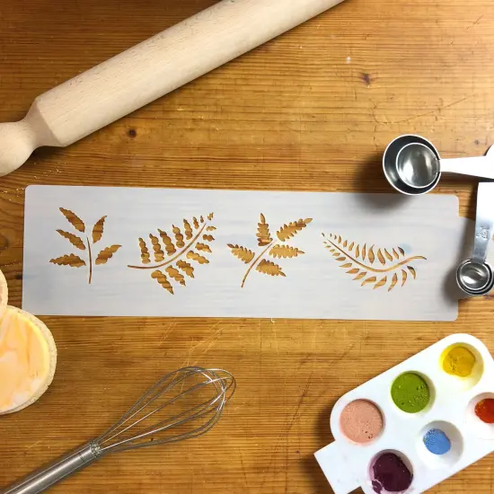 Fern Leaves Cake Stencil | C221 by Designer Stencils | Cake Decorating Tools | Baking Stencils for Royal Icing, Airbrush, Dusting Powder | Reusable Plastic Food Grade Stencil for Cakes | Easy to Use & Clean Cake Stencil {3}