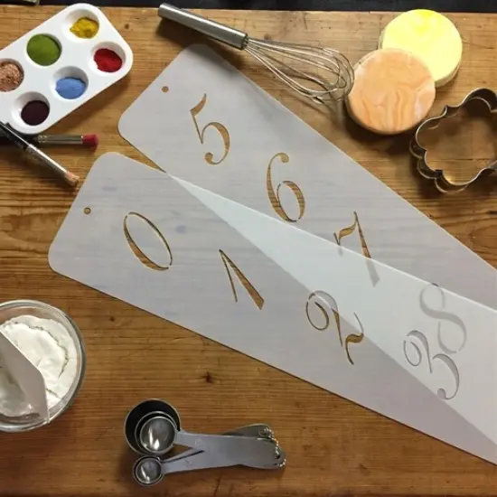 2.25-Inch Script Numbers Cake Stencils | C143 by Designer Stencils | Cake Decorating Tools | Baking Stencils for Royal Icing, Airbrush, Dusting Powder | Reusable Plastic Food Grade Stencil for Cakes | Easy to Use & Clean Cake Stencil {3}