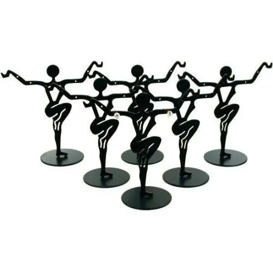 6 Black Metal Earring Dancer Jewelry Showcase Display Stands 3.25" {1}