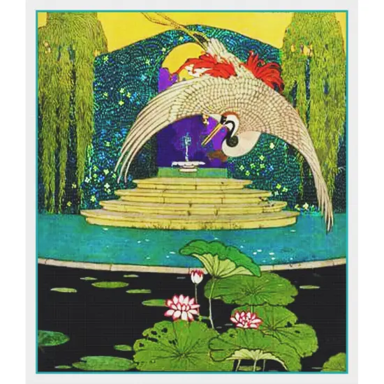 Art Nouveau Crane Bird George Wolfe Plank Counted Cross Stitch Pattern {2}