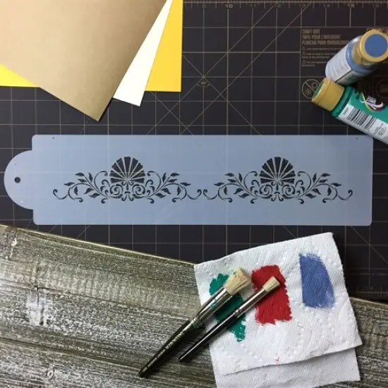 2-Inch Formal Scallop Shell Cake Stencil Side | C124T by Designer Stencils | Cake Decorating Tools | Baking Stencils for Royal Icing, Airbrush, Dusting Powder | Reusable Plastic Food Grade Stencil for Cakes | Easy to Use & Clean Cake Stencil {4}