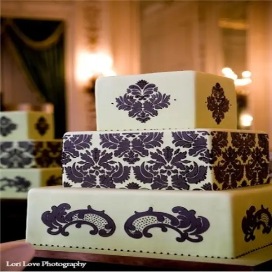 Martha Stewart's Five Tier Damask Cake Stencil Set | C406 by Designer Stencils | Cake Decorating Tools | Baking Stencils for Royal Icing, Airbrush, Dusting Powder | Reusable Plastic Food Grade Stencil for Cakes | Easy to Use & Clean Cake Stencil {4}