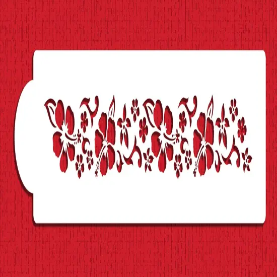 Hibiscus Cake Stencil Side | C130T by Designer Stencils | Cake Decorating Tools | Baking Stencils for Royal Icing, Airbrush, Dusting Powder | Reusable Plastic Food Grade Stencil for Cakes | Easy to Use & Clean Cake Stencil {1}