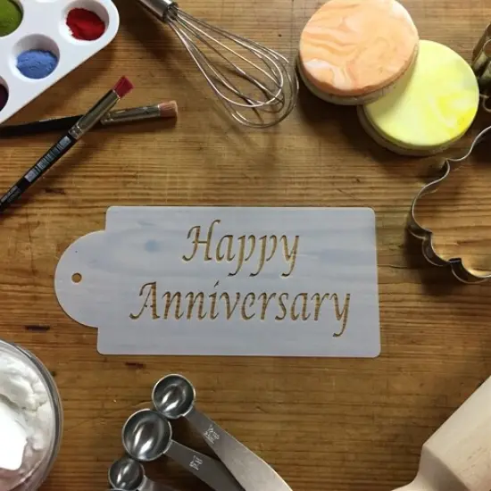 Happy Anniversary Cake Stencil | C012 by Designer Stencils | Stencils for Royal Icing, Airbrush, Dusting Powder | {2}