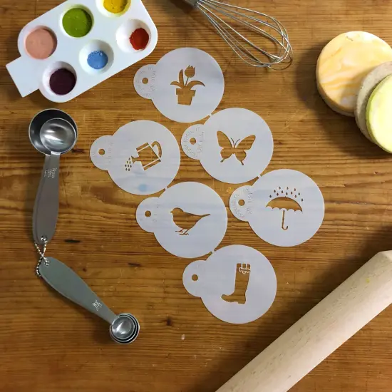 Spring Season Cookie & Cupcake Top Stencil Set | C1034 by Designer Stencils | Cookie Decorating Tools | Baking Stencils for Royal Icing, Airbrush, Dusting Powder | Reusable Plastic Food Grade Stencil for Cookies | Easy to Use & Clean Cookie Stencil {2}