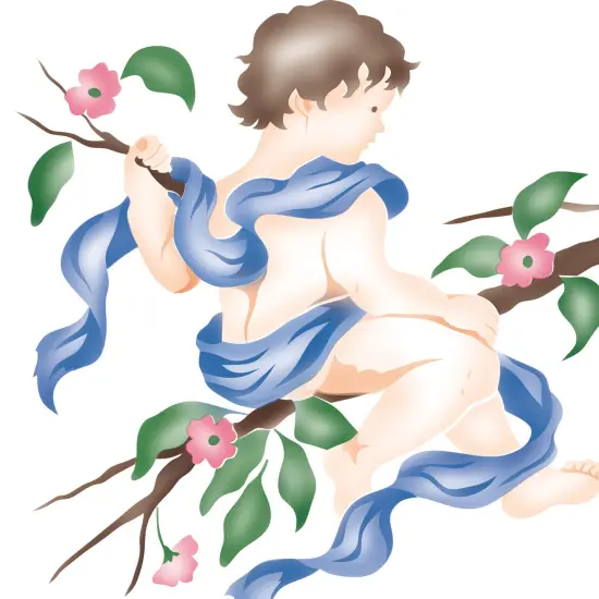 Large Cherub in Profile Wall Stencil | 1927 by Designer Stencils | Reusable Art Craft Stencils for Painting on Walls, Canvas, Wood | Reusable Plastic Paint Stencil for Home Makeover | Easy to Use & Clean Art Stencil {2}