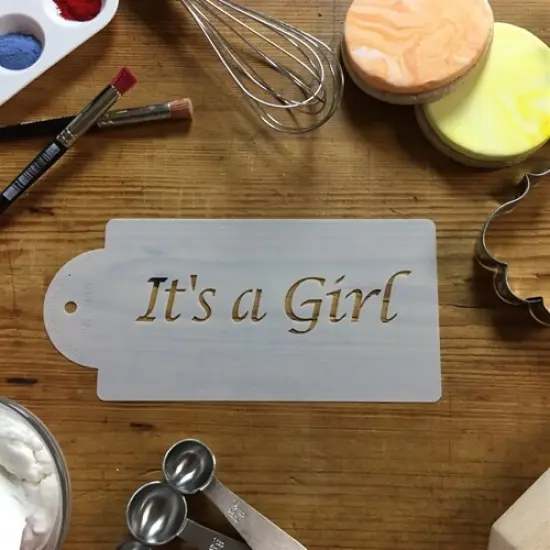 It's a Girl Cake Stencil | C044 by Designer Stencils | Cake Decorating Tools | Baking Stencils for Royal Icing, Airbrush, Dusting Powder | Reusable Plastic Food Grade Stencil for Cakes | Easy to Use & Clean Cake Stencil {3}