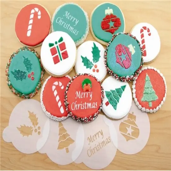 Holiday Cupcake and Cookie Stencil Tops | C073 by Designer Stencils | Cookie Decorating Tools | Baking Stencils for Royal Icing, Airbrush, Dusting Powder | Reusable Plastic Food Grade Stencil for Cookies | Easy to Use & Clean Cookie Stencil {3}
