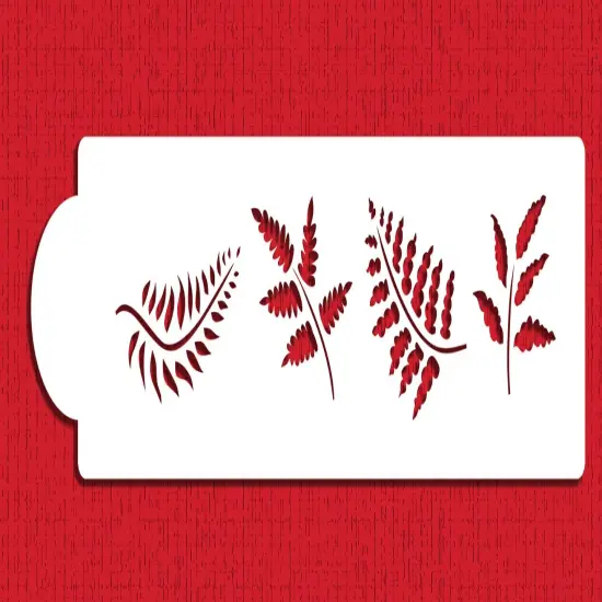 Fern Leaves Cake Stencil | C221 by Designer Stencils | Cake Decorating Tools | Baking Stencils for Royal Icing, Airbrush, Dusting Powder | Reusable Plastic Food Grade Stencil for Cakes | Easy to Use & Clean Cake Stencil {1}