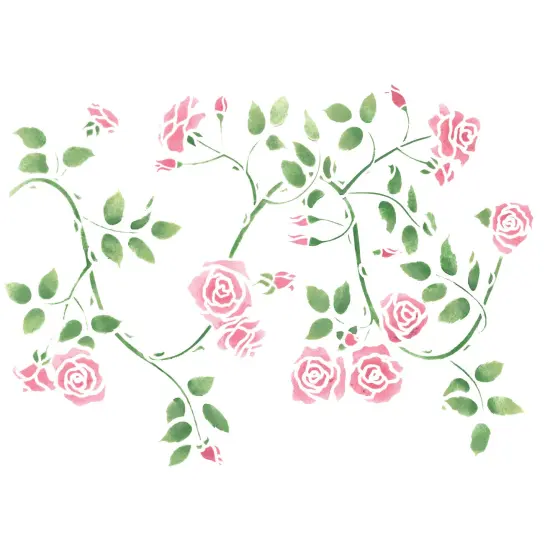 Twisting Rose Wall Stencil Border | 1002 by Designer Stencils | Floral Stencils | Reusable Art Craft Stencils for Painting on Walls, Canvas, Wood | Reusable Plastic Paint Stencil for Home Makeover | Easy to Use & Clean Art Stencil {1}