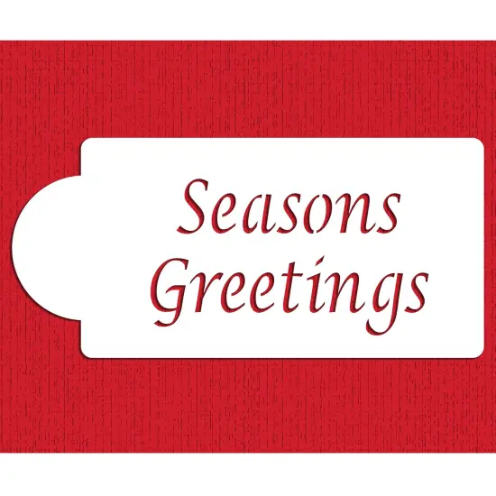 Season's Greetings Cake Stencil | C042 by Designer Stencils | Cake Decorating Tools | Baking Stencils for Royal Icing, Airbrush, Dusting Powder | Reusable Plastic Food Grade Stencil for Cakes | Easy to Use & Clean Cake Stencil {1}