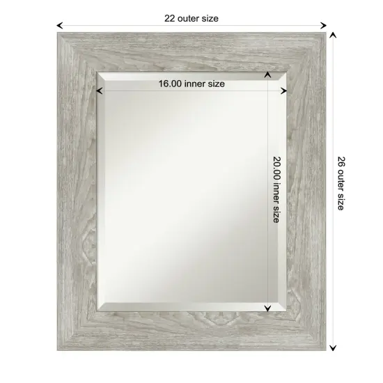 Beveled Bathroom Wall Mirror, Dove Greywash Frame {1}