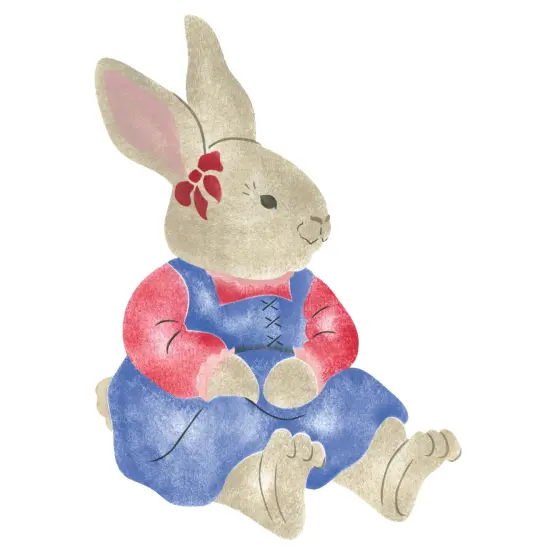 Sitting Girl Bunny Wall Stencil | 1896 by Designer Stencils | Animal & Nature Stencils | Reusable Art Craft Stencils for Painting on Walls, Canvas, Wood | Reusable Plastic Paint Stencil for Home Makeover | Easy to Use & Clean Art Stencil {1}