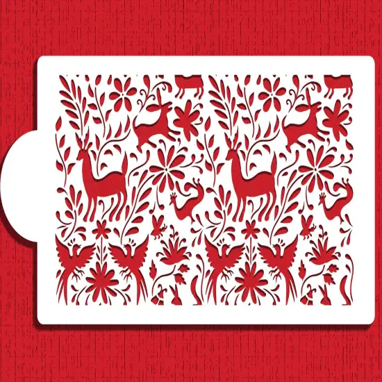Otomi Animals All Over Cake Side Stencil | C1069 by Designer Stencils | Cake Decorating Tools | Baking Stencils for Royal Icing, Airbrush, Dusting Powder | Reusable Plastic Food Grade Stencil for Cakes | Easy to Use & Clean Cake Stencil {3}