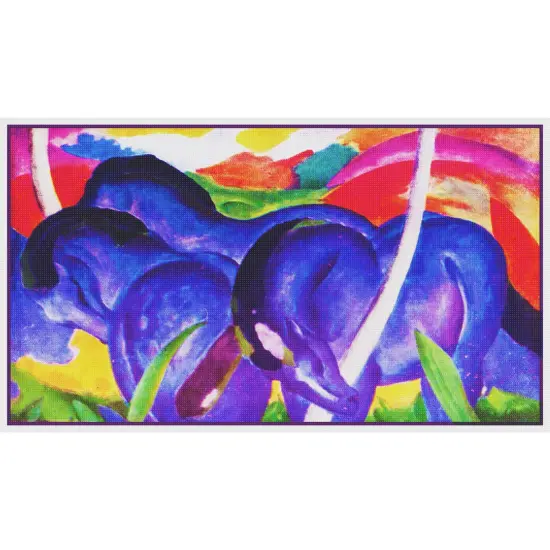 Big Blue Horses by Expressionist Artist Franz Marc Counted Cross Stitch Pattern {2}