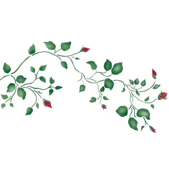 Large Rosebud Vine Wall Stencil | 1951 by Designer Stencils | Floral Stencils | Reusable Art Craft Stencils for Painting on Walls, Canvas, Wood | Reusable Plastic Paint Stencil for Home Makeover | Easy to Use & Clean Art Stencil {2}