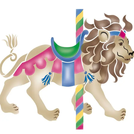 Carousel Lion Wall Stencil | 1686 by Designer Stencils | Reusable Art Craft Stencils for Painting on Walls, Canvas, Wood | Reusable Plastic Paint Stencil for Home Makeover | Easy to Use & Clean Art Stencil {2}