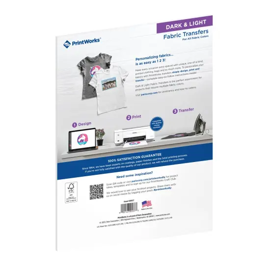 Printworks Dark & Light T-Shirt Transfers for Inkjet Printers, 5 Dark Sheets/5 Light Sheets, 10 Sheets Total, 8 &frac12;&rdquo; x 11&rdquo; (00537) {2}