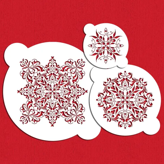 French Medallion Cake Stencil Set | C060 by Designer Stencils | Cake Decorating Tools | Baking Stencils for Royal Icing, Airbrush, Dusting Powder | Reusable Plastic Food Grade Stencil for Cakes | Easy to Use & Clean Cake Stencil {1}