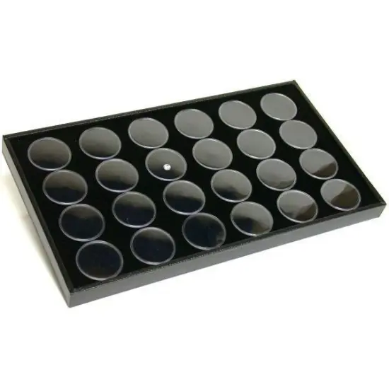24 Black Foam Gem Stone Jars Box Storage Display Tray {1}