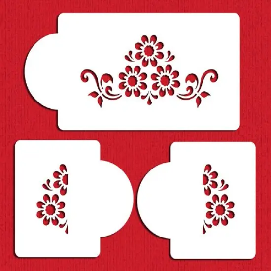 Daisy Lattice Cake Stencil #2 | C377 by Designer Stencils | Cake Decorating Tools | Baking Stencils for Royal Icing, Airbrush, Dusting Powder | Reusable Plastic Food Grade Stencil for Cakes | Easy to Use & Clean Cake Stencil {1}