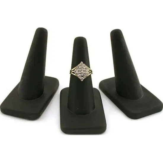 3 Black Rubber Ring Finger Jewelry Holder Showcase Display Stands {1}