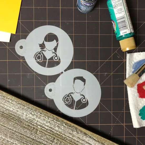 Nurse (Male and Female) Cookie Stencil Set | C1031 by Designer Stencils | Cookie Decorating Tools | Baking Stencils for Royal Icing, Airbrush, Dusting Powder | Reusable Plastic Food Grade Stencil for Cookies | Easy to Use & Clean Cookie Stencil {3}