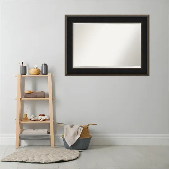 Beveled Wood Bathroom Wall Mirror, Mezzanine Espresso Frame {5}