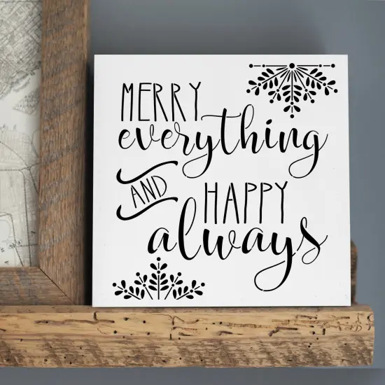 Merry Everything and Happy Always Embossing 12 x 12 Stencil | FS036 by Designer Stencils | Word & Phrase Stencils | Reusable Stencils for Painting on Wood, Wall, Tile, Canvas, Paper, Fabric, Furniture, Floor | Stencil for Home Makeover {5}