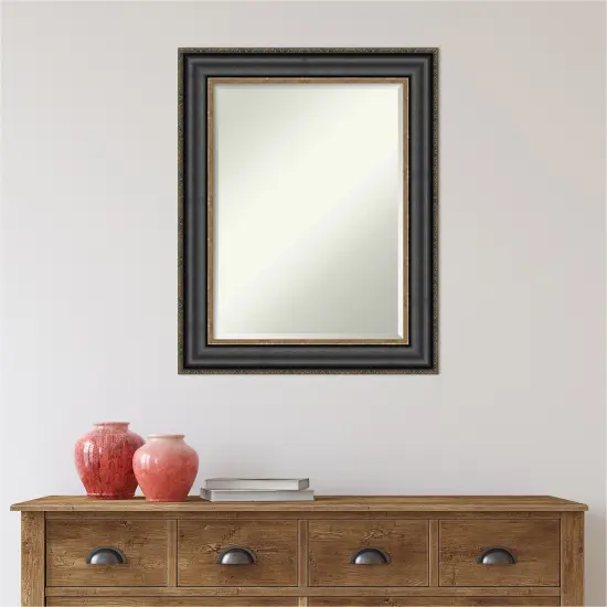 Beveled Bathroom Wall Mirror, Thomas Black Bronze Frame {5}