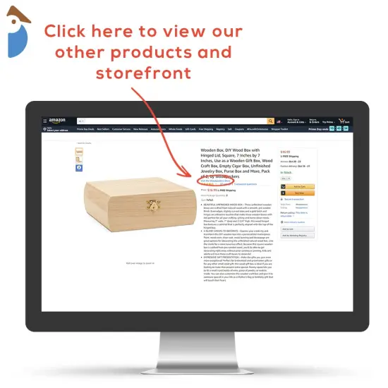 Wooden Box with Hinged Lid 7x7 Inches, for Gifts, Crafts, Jewelry | Woodpeckers {5}