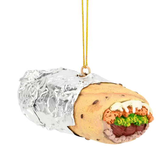Burrito Wrapped in Tin Foil Food Christmas Ornament {1}