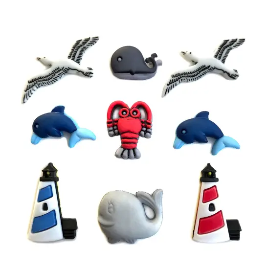 Assorted Nautical Buttons &ndash; 50+ Piece Set for Sewing, Scrapbooking & DIY Crafts &ndash; Boats, Shells, Marine Animals & Beach Attire {4}