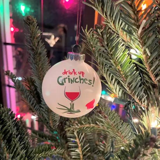 Tree Buddees Drink Up Grinches! Funny Wine Glass Bulb Ornament {5}