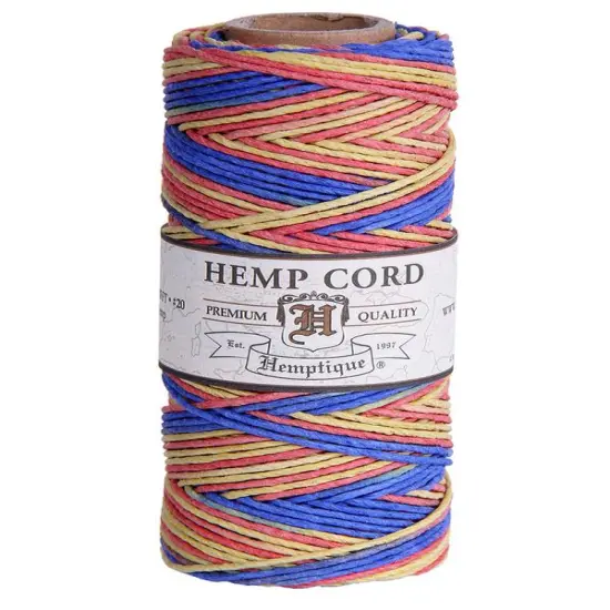 Hemptique 1mm #20 Variegated Hemp Cord Spools Eco Friendly Sustainable Naturally Grown Jewelry Bracelet Making Paper Crafting Scrapbooking Bookbinding Mixed Media Crocheting Macrame Seasonal Holiday Gift Wrapping Outdoor Gardening Rhythm {1}