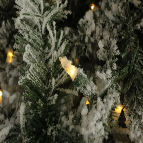 Perfect Holiday 6.5ft Alpine Fir Pre-Lit Artificial Christmas Tree - Snow Flocked {2}