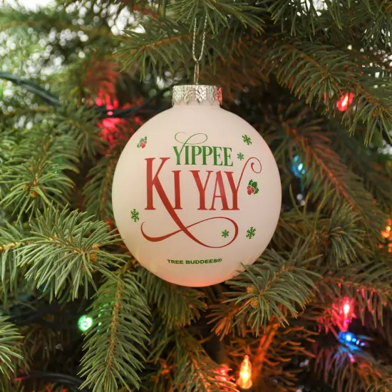 Yippee Ki Yay Funny Saying Glass Christmas Ornaments {2}