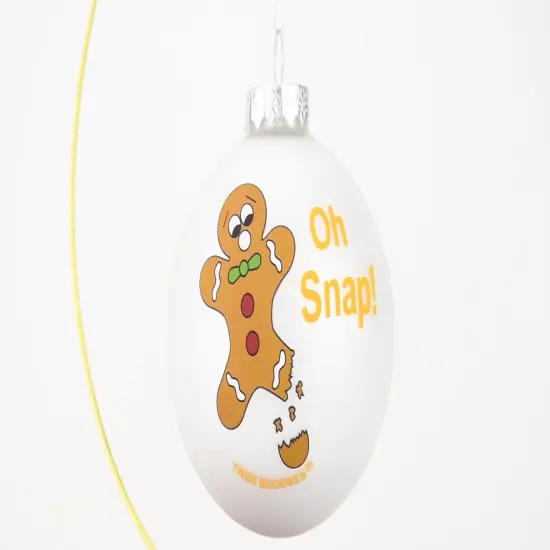 Oh Snap! Funny Gingerbread Man Glass Christmas Ornament {3}