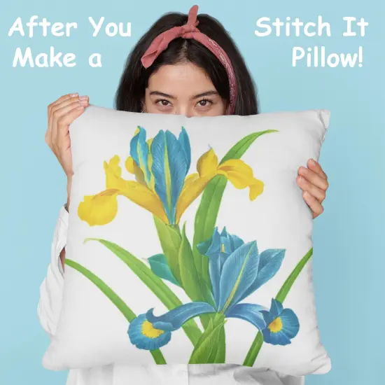 Orenco Originals Redoute Blue Yellow Iris Flower -Square Counted Cross Stitch Pattern {4}