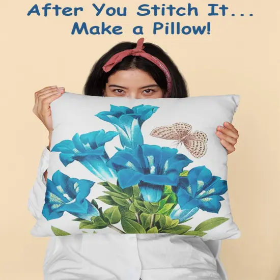 Orenco Originals Redoute Blue Gentian Flower Counted Cross Stitch Pattern {4}