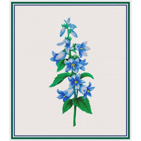Blue Bell Flowers Inspired by Pierre-Joseph Redoute Counted Cross Stitch Pattern {2}