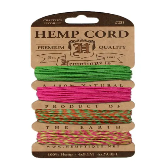 Hemptique 1mm #20 Variegated Metallic & Glitter Hemp Cord Card Set Eco Friendly Sustainable Naturally Grown Jewelry Bracelet Making Paper Crafting Scrapbooking Bookbinding Mixed Media Crocheting Macrame Seasonal Holiday Gift Wrapping Outdoor Garden Summer shindig 1 {1}