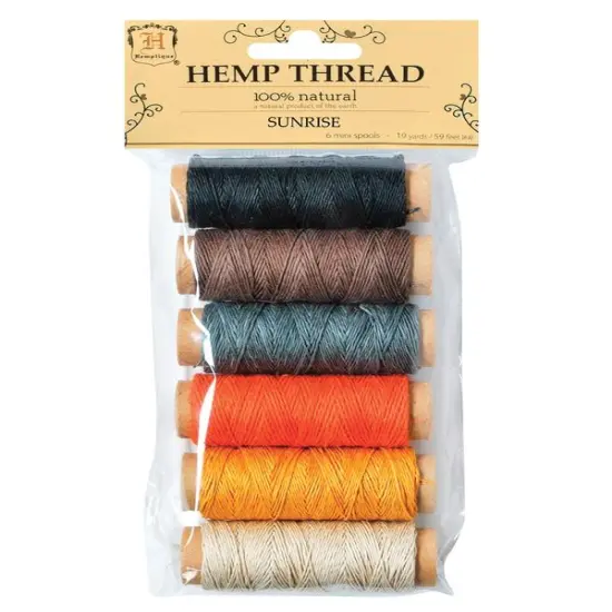 Hemptique Hemp Thread 2-ply 6pc Mini Spool Bag Set Eco Friendly Sustainable Naturally Grown Jewelry Bracelet Making Paper Crafting Scrapbooking Bookbinding Mixed Media Crocheting Macrame Seasonal Holiday Gift Wrapping Outdoor Gardening Sun rise {2}