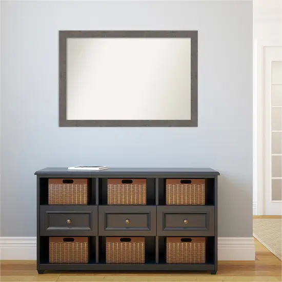 Amanti Art Non-Beveled Wall Mirror, Rustic Plank Espresso Narrow Frame Rustic Plank Grey Narrow Frame {5}