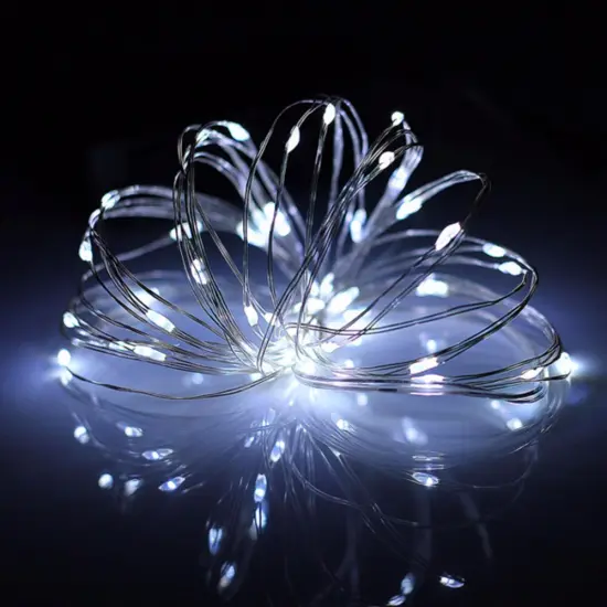Perfect Holiday 100 LED Silver Copper Fairy Light Plug in White {1}